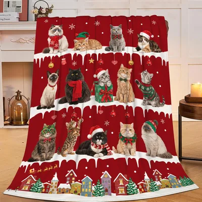 Christmas Cats in Santa Hats Blanket: Feline Holiday Cheer