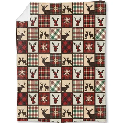 Christmas Deer Plaid Pattern Blanket No. 2