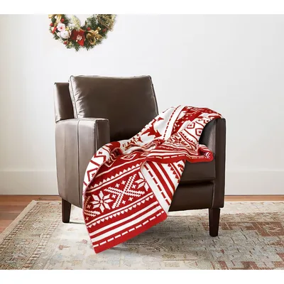 Red Christmas Bear Pattern Blanket featuring festive red