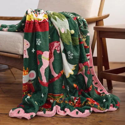 Nutcracker Christmas Pattern Blanket featuring festive green designs