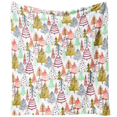 Colorful Christmas Trees Pattern Blanket