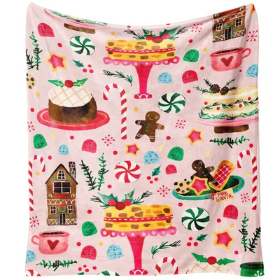 Gingerbread House Candy Pattern Blanket: Festive Holiday Treats Design