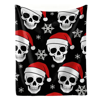 Christmas Skulls with Santa Blanket: Gothic Holiday Pattern