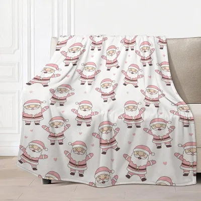 Santa Christmas Pattern Blanket: Pink Jolly Santa Design