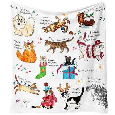 Xmas Blanket featuring a Merry Moggy