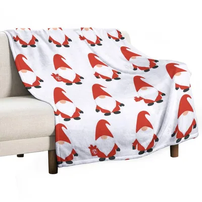 Christmas Gnomes Pattern Blanket: Festive Red and White Holiday Design