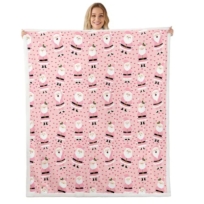 Pink Santa Christmas Pattern Blanket No. 2