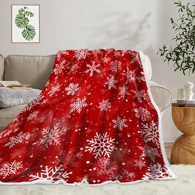 Red Snowflake Winter Pattern Blanket No. 2