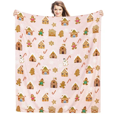 Gingerbread Houses Christmas Pattern Blanket for Holiday Coziness