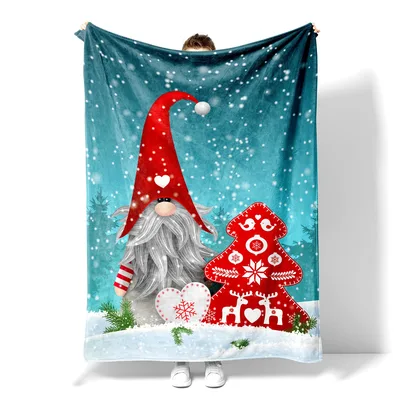 Christmas Gnome Red Hat Blanket featuring a bearded Nordic figure