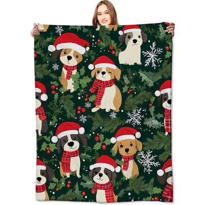 Christmas Puppies in Santa Blanket featuring cartoon dogs