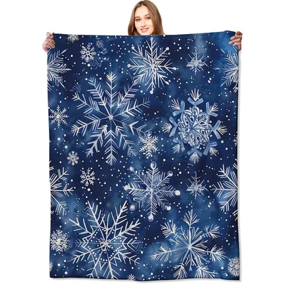 Blue Snowflake Winter Pattern Blanket No. 2 for Cozy Seasonal Comfort