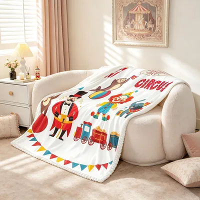 Circus Santa Colorful Animals Blanket featuring a ringmaster