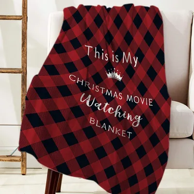 Christmas Movie Watching Blanket with Buffalo Plaid Design
