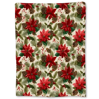 Christmas Poinsettia Floral Pattern Blanket: Festive Red Flower Design