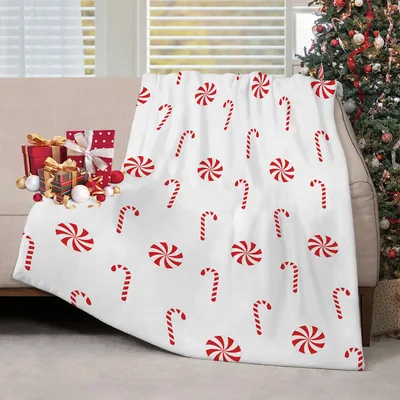 Candy Cane Peppermint Christmas Blanket Sweet Holiday Pattern