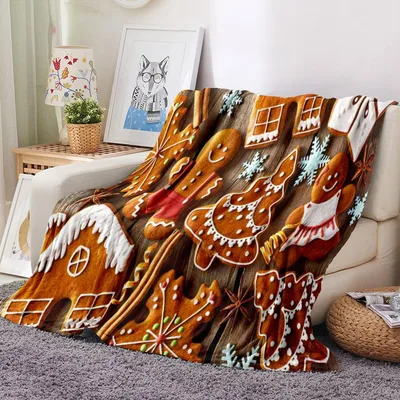 Gingerbread Man House Pattern Blanket: Cozy Holiday Cookie Design