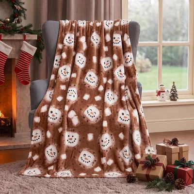 Snowman Hot Cocoa Pattern Blanket: Cozy Holiday Snowman Design