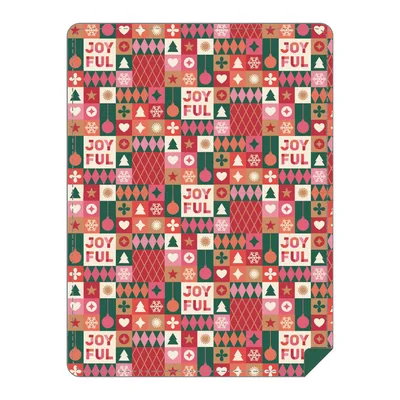 Joyful Christmas Pattern Blanket featuring a retro patchwork grid