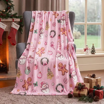 Gingerbread and Snowman Christmas Blanket for Cozy Holiday Naps