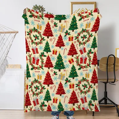 Christmas Trees and Presents Pattern Blanket for Holiday Cozy Vibes