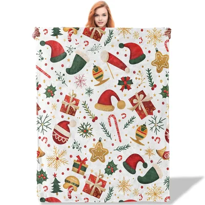 Christmas Motifs Pattern Blanket: Festive Holiday Throw with Ornaments