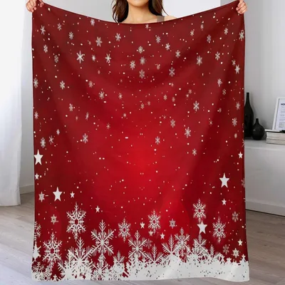 Red Snowflake Christmas Pattern Blanket: Festive Winter Design