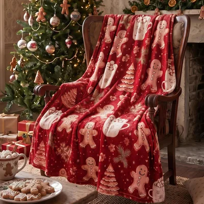 Gingerbread Men Christmas Pattern Blanket No. 2