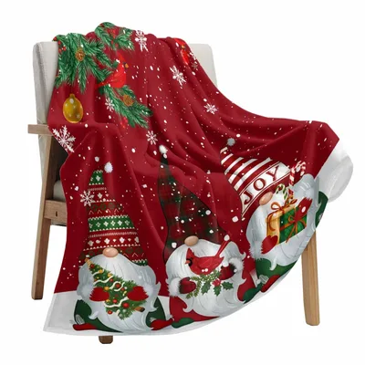 Christmas Gnomes and Cardinals Blanket featuring festive gnomes