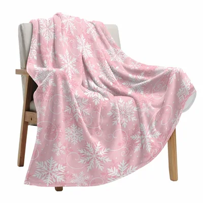 Pink Snowflake Pattern Blanket: Cozy Winter Design for Holiday Homes