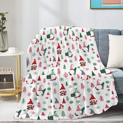 Gnome Christmas Tree Pattern Blanket: Festive Gnomes and Trees