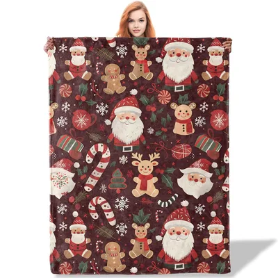 Santa's Workshop Christmas Pattern Blanket