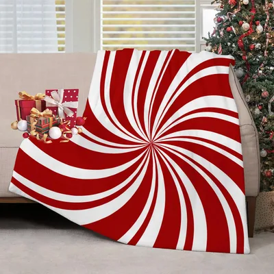 Red Swirl Candy Cane Blanket: A Classic Holiday Spiral Design