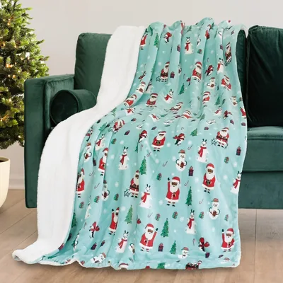 Santa and Christmas Trees Pattern Blanket: Festive Holiday Design