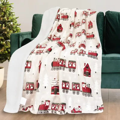 Christmas Trucks and Trees Blanket: Festive Train and House Pattern