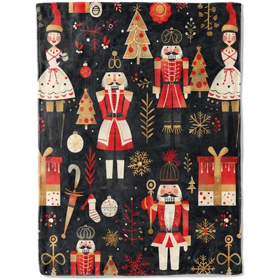 Nutcracker Ballerina Pattern Blanket featuring festive soldiers