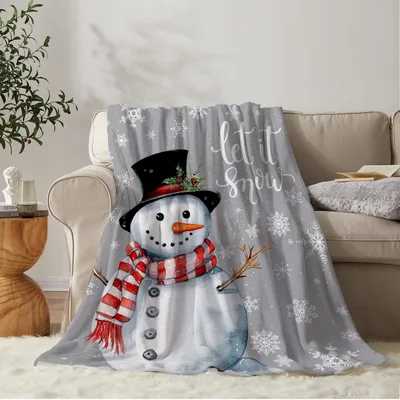 Snowman with Top Hat Blanket: Let It Snow Design for Winter Cozy