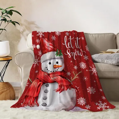 Snowman in Red Scarf Blanket: Let It Snow Design for Winter Cozy