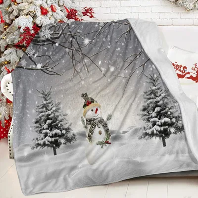 Snowman in Snowy Pine Blanket: Winter Scene with Festive Figure