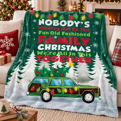 Family Christmas Station Wagon Blanket: Nobody's Walking Out