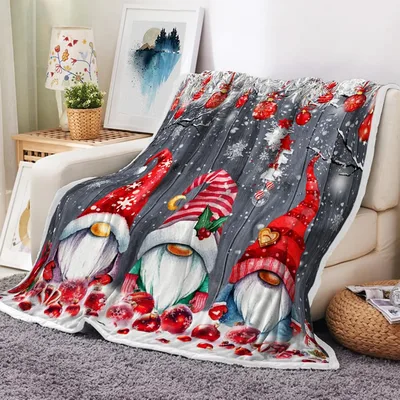 Christmas Gnomes on Gray Blanket: Festive Nordic Characters