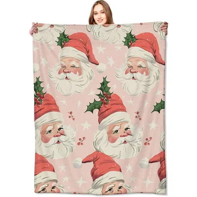 Vintage Santa Claus Pattern Blanket: Classic Holiday Design