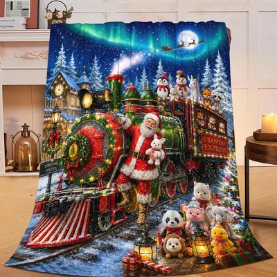 Christmas Train with Santa Blanket: Festive Express Design