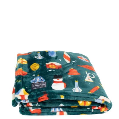 Retro Christmas Ornaments Blanket: Vintage Holiday Decor Design