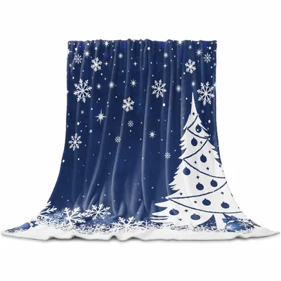 Navy Snowflake Christmas Tree Blanket: Cozy Winter Design