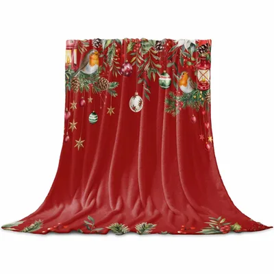 Red Christmas Poinsettia Botanical Blanket: Festive Holiday Design