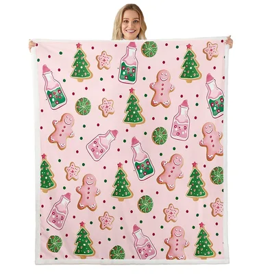 Gingerbread Men and Candy Trees Blanket: Festive Holiday Pattern