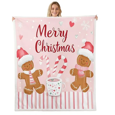 Merry Christmas Gingerbread Candy Blanket