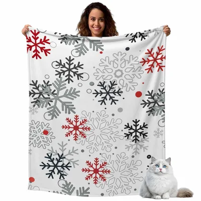 Red and White Snowflakes Blanket: Cozy Winter Pattern for Home