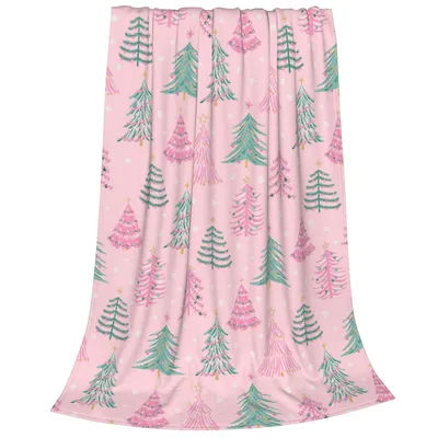 Pink Christmas Tree Pattern Blanket: Cozy Holiday Design for Your Home